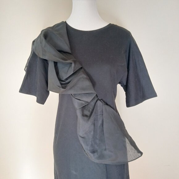 COS Ruched Drape Boxy Ruffle T-Shirt Dress Size Small - Picture 2 of 5